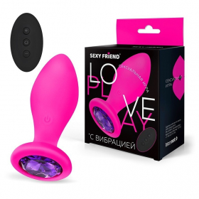 SF-70490-04 ВТУЛКА С ВИБРАЦИЕЙ фуксия, цвет кристалла фиолетовый, 10 режимов вибрации, L 90 мм D 35 SF-70490-04 ВТУЛКА С ВИБРАЦИЕЙ фуксия, цвет кристалла фиолетовый, 10 режимов вибрации, L 90 мм D 35