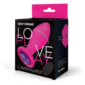 SF-70490-04 ВТУЛКА С ВИБРАЦИЕЙ фуксия, цвет кристалла фиолетовый, 10 режимов вибрации, L 90 мм D 35 SF-70490-04 ВТУЛКА С ВИБРАЦИЕЙ фуксия, цвет кристалла фиолетовый, 10 режимов вибрации, L 90 мм D 35