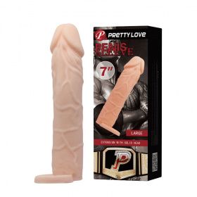 BI-026227 PrettyLove Penis sleeve 7 закрытая насадка реалистик на фаллос,удлинитель + 5см
