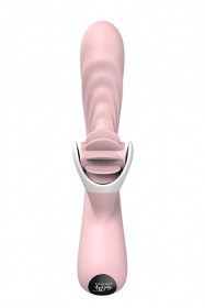 21504 Вибратор с клиторальным стимулятором в виде "вращающихся лепестков", перезарежаемый, розовый,