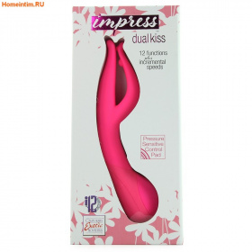 4440-04-3 Вибромассажер Impress™ Dual Kiss со стимуляцией клитора розовый, фиолетовый